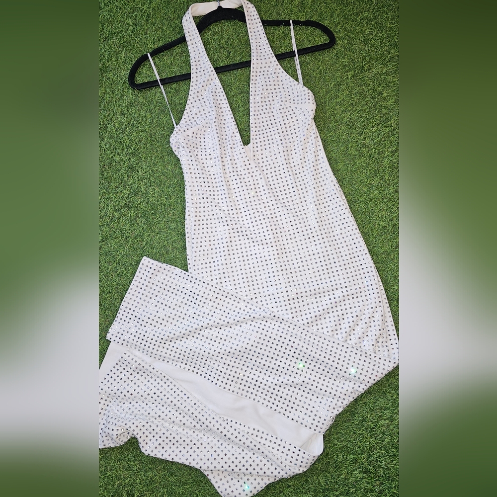 Zara Rhinestone White and Black Polka Dot Chemise